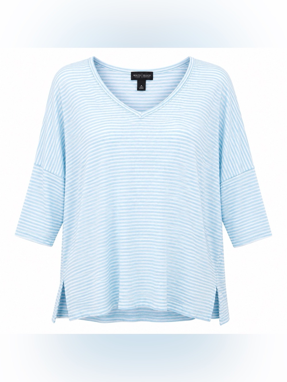 Chicos cotton blue and white stripe shirt